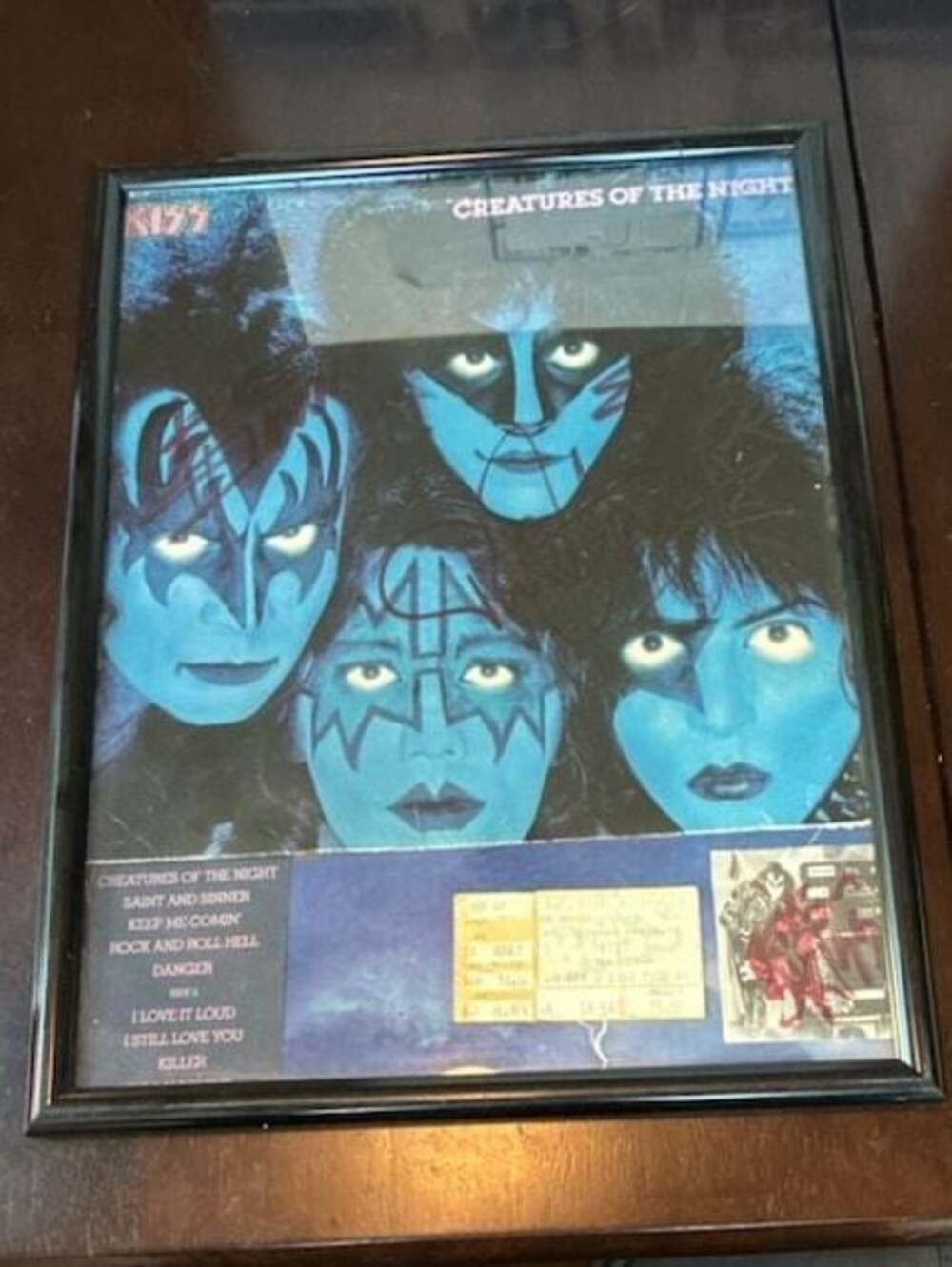 KISS Creatures of the Night 1983 Framed Fan Memorabilia Display with Autographs!
